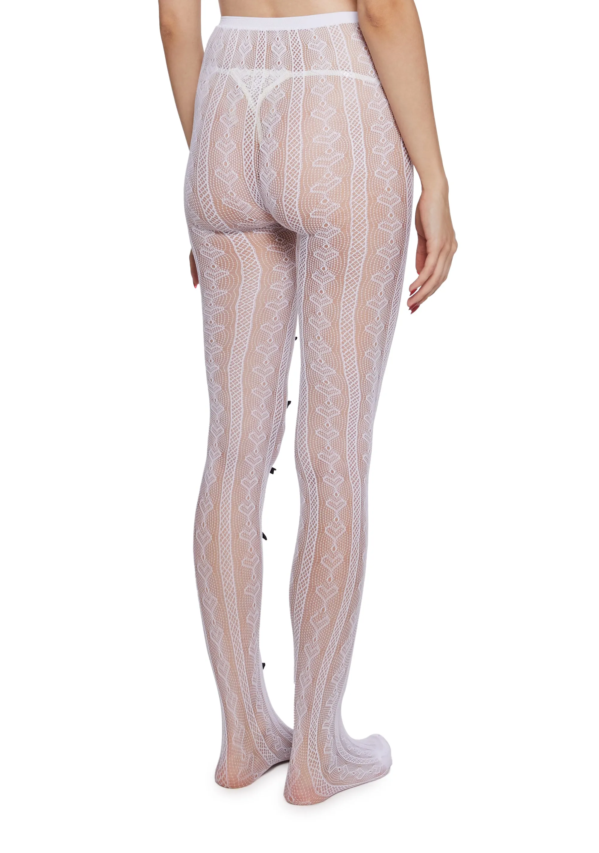 Next Level Sweetheart Lace Tights - White