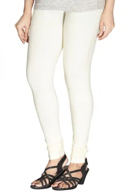 Off White Plain Churidar Lycra Leggings