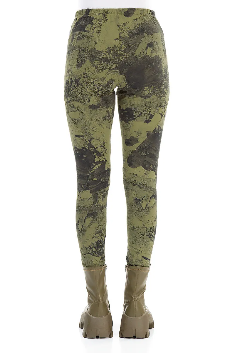 Olive Marble Cotton Leggings