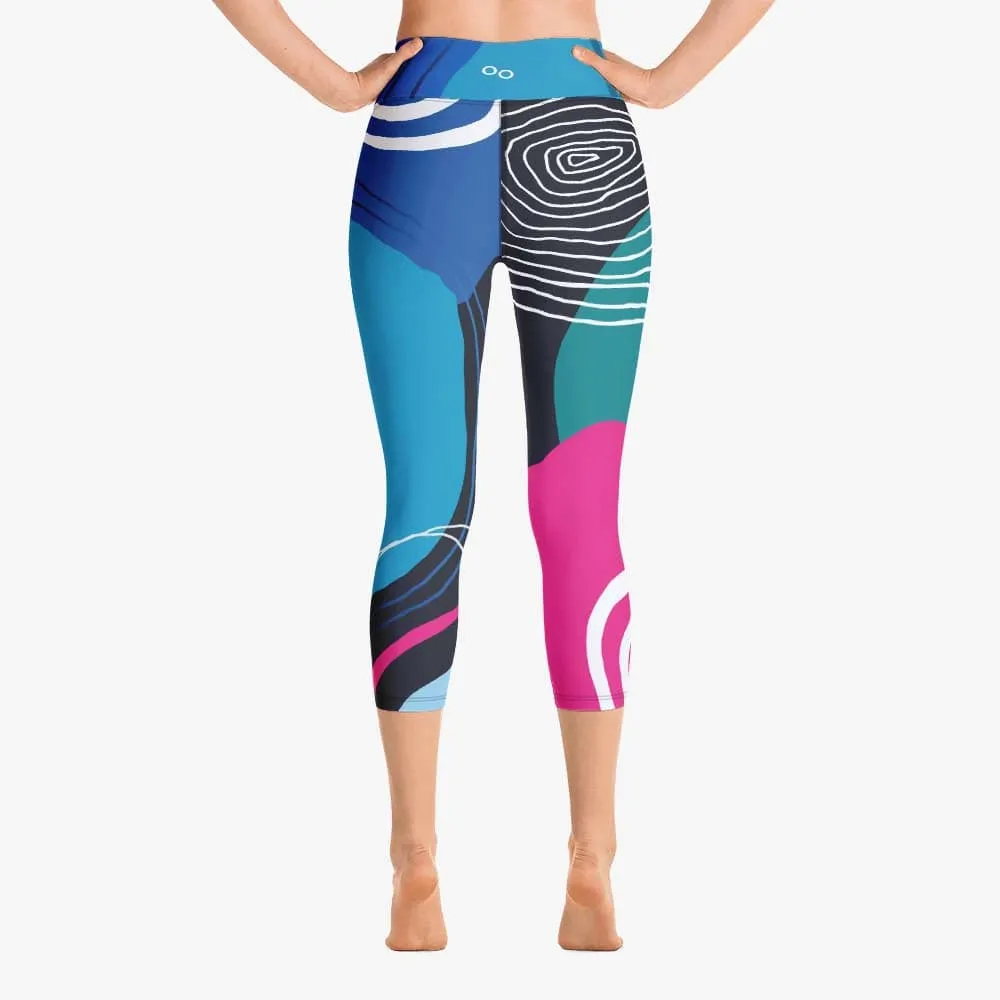 Patterned Capris "Modernist" Blue/Pink