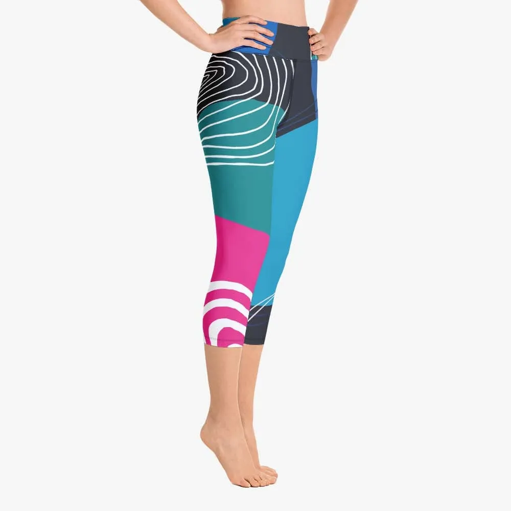 Patterned Capris "Modernist" Blue/Pink