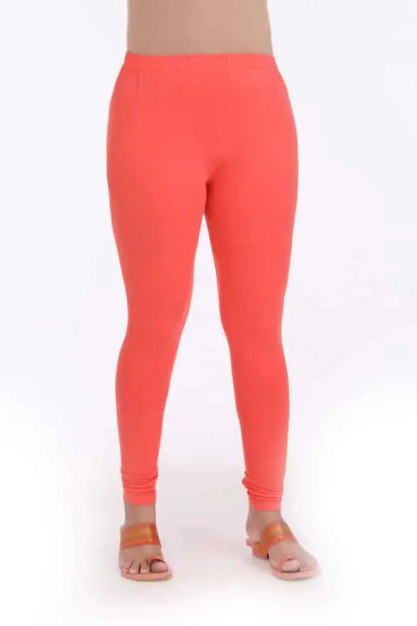 Peach Plain Churidar  Lycra Leggings