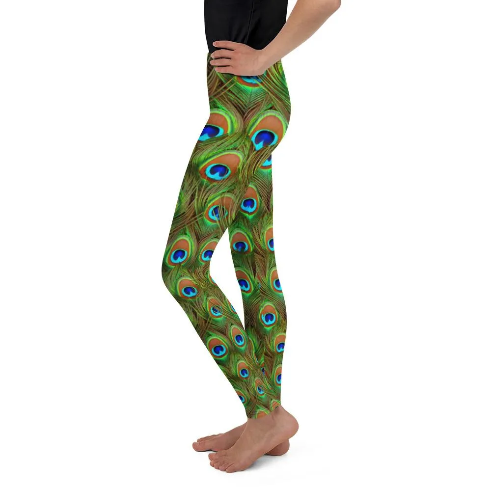 Peacock Feathered Youth Leggings