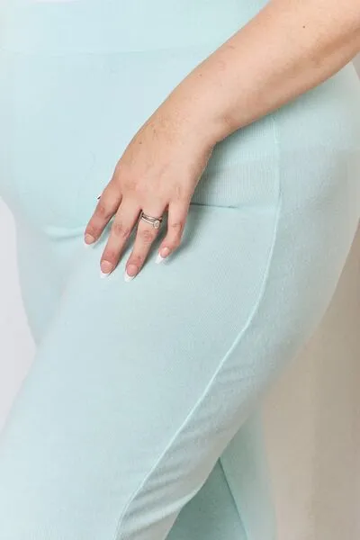 Progress Not Perfection High Waist Ultra Soft Knit Flare Pants- Mint