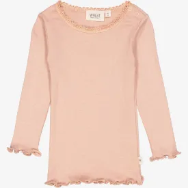 Rib T-Shirt Lace LS | Baby - rose dawn