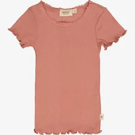 Rib T-Shirt Lace SS | Baby - old rose