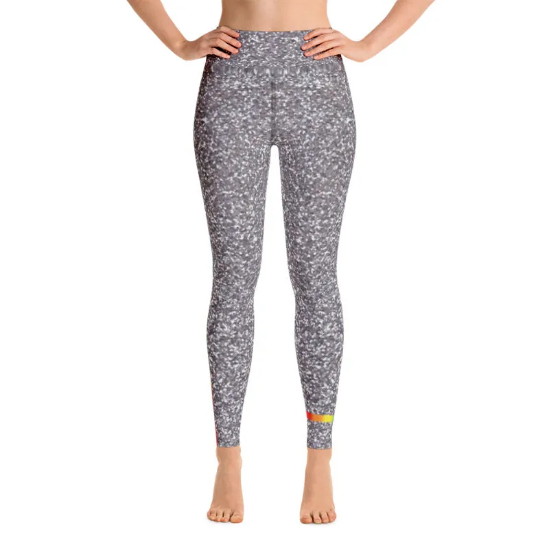 Silver Glitter High Waist Yoga Leggings