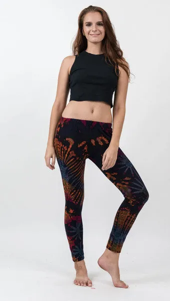 Super Soft Comfortable Womens Leggings Tie Dye Black Orange