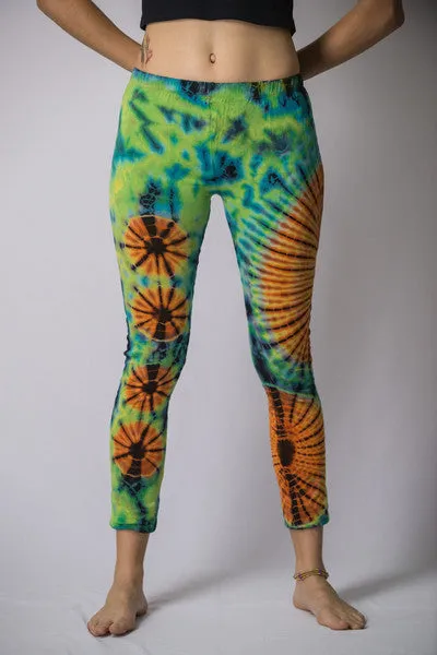 Super Soft Comfortable Womens Leggings Tie Dye Green