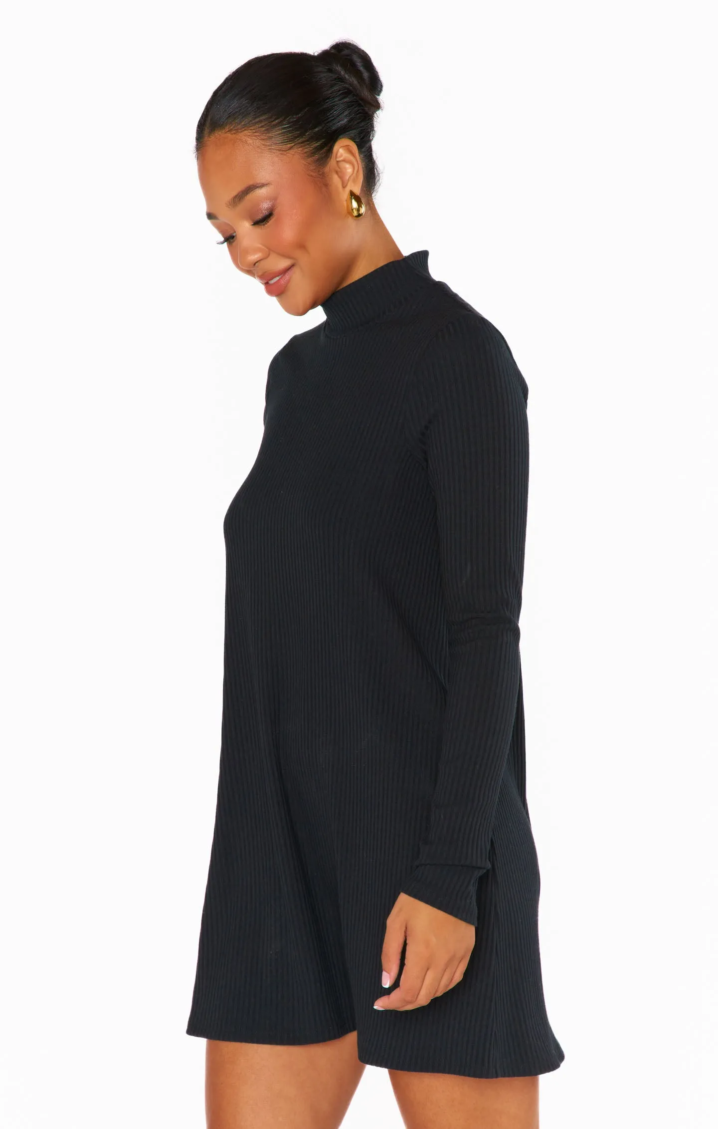 Tammy Turtleneck Dress ~ Winter Rib Black