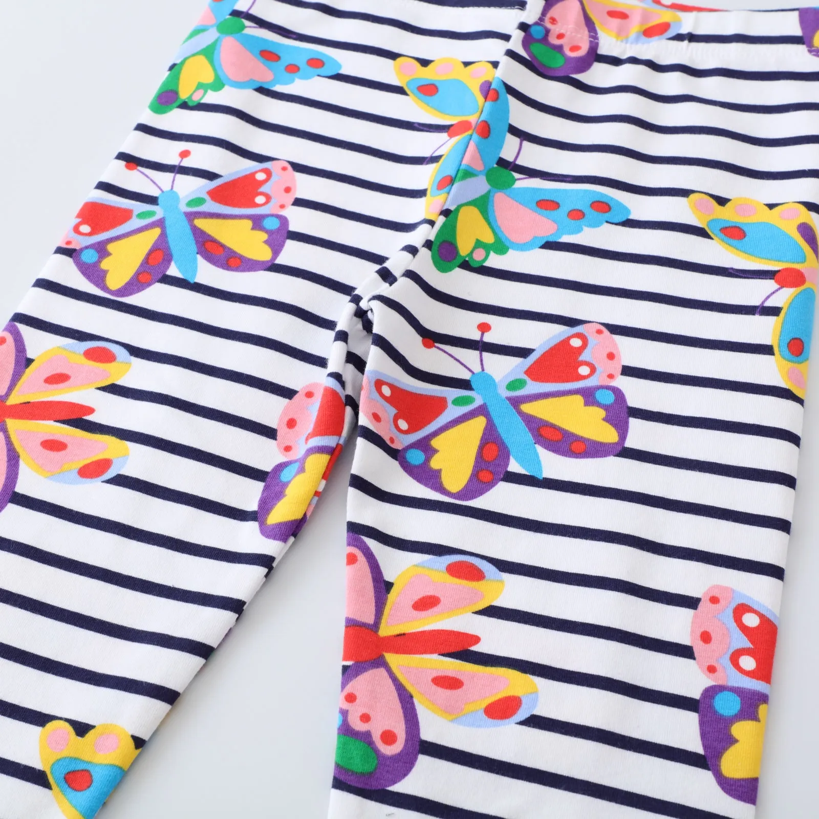 Toddler/Kid Girl's Colorful Butterfly Print Stripes Leggings