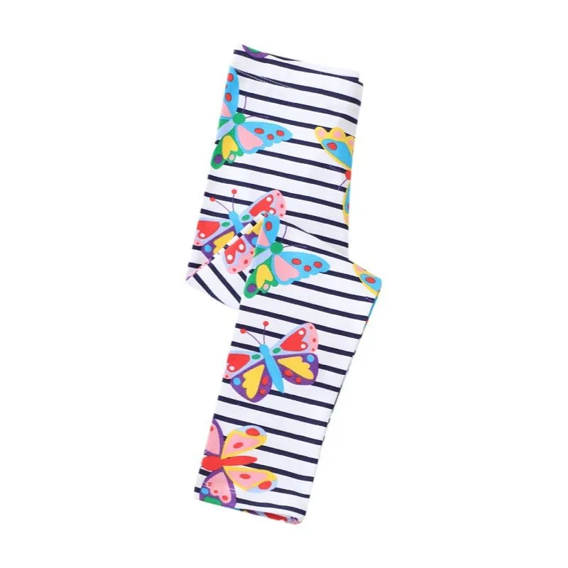 Toddler/Kid Girl's Colorful Butterfly Print Stripes Leggings