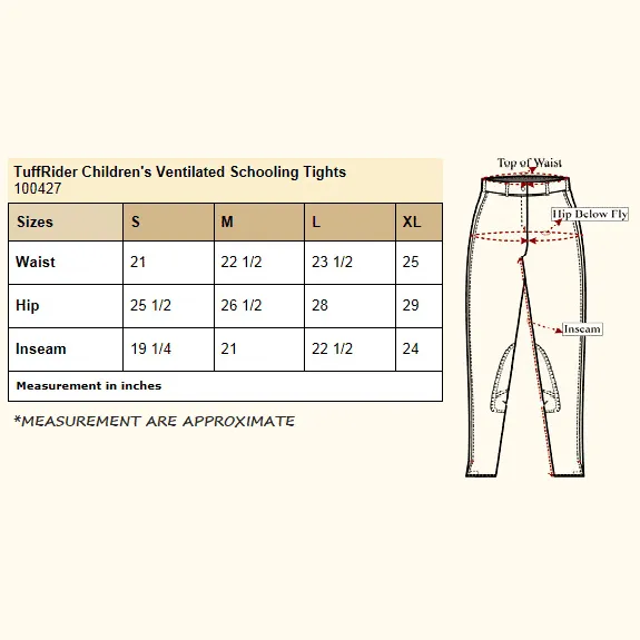 TuffRider Kids Ventilated Knee patch Schooling Tights