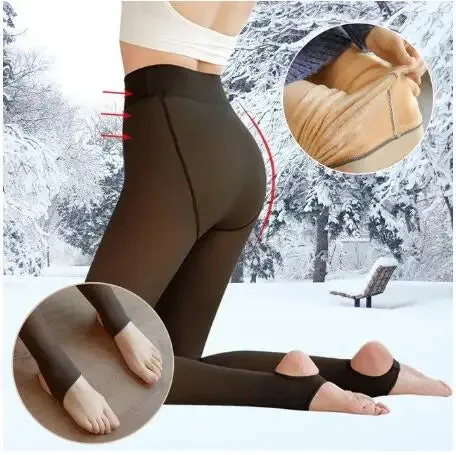 Winter Warm Leggings Women Sexy Slim Translucent Pantyhose Elastic High Waist Legging Panty Sock Thick Stretchy Thermal Leggings