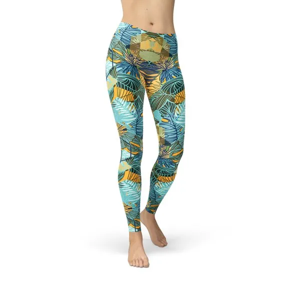 Womens Hexagon Floral Leggings