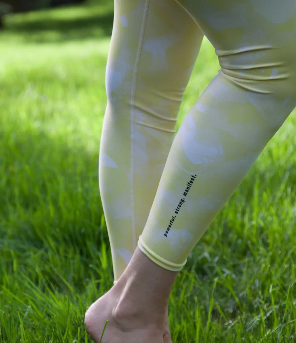 Yellow Crystal High Waist Yoga Leggings