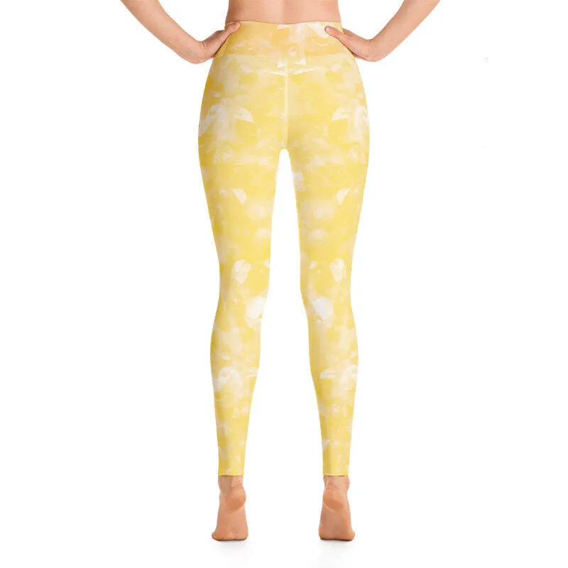 Yellow Crystal High Waist Yoga Leggings