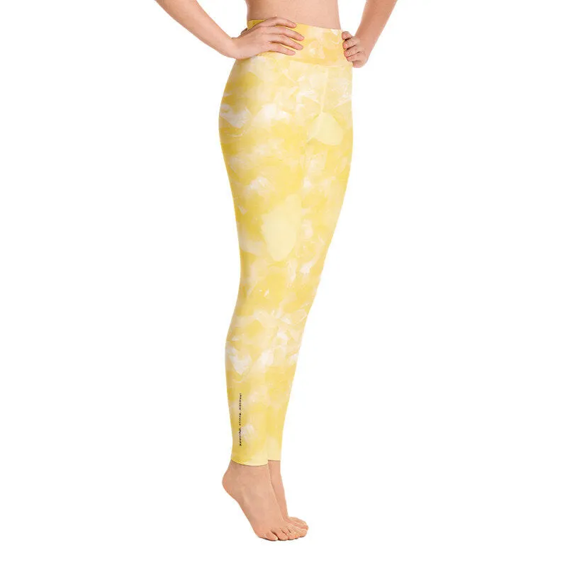 Yellow Crystal High Waist Yoga Leggings